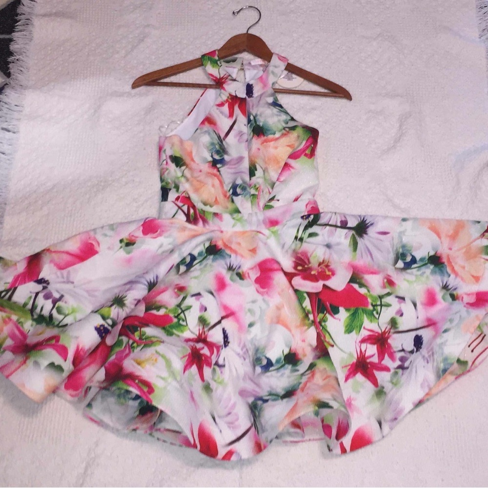 NWT Floral Halter Dress - Pink and Green